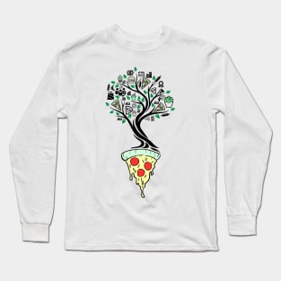 Pizza Fast Food Tree Of Life Yoga Celtic Viking Yggdrasil Long Sleeve T-Shirt